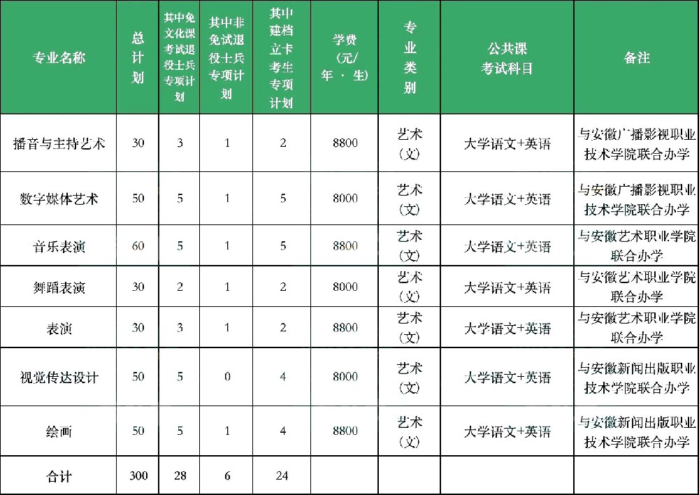 安徽艺术学院专升本